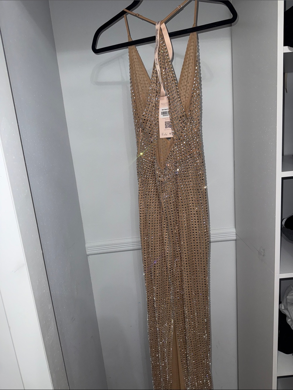 NWT Nude Keyhole Sequin V-Neck Evening Dress - Picture 5 of 6